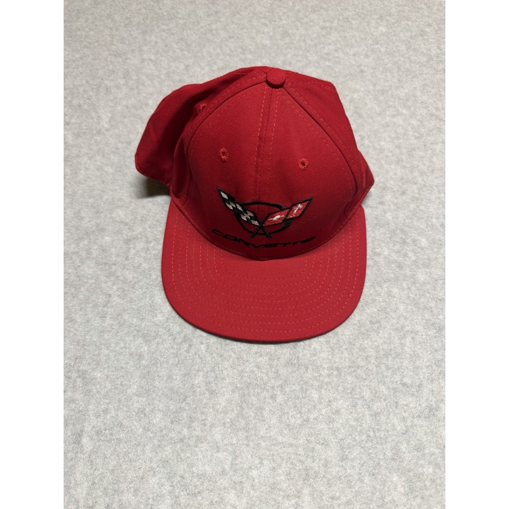 Corvette Hat Snapback Cap Red Black Flag Car Racing Sports Car VTG  Made In USA